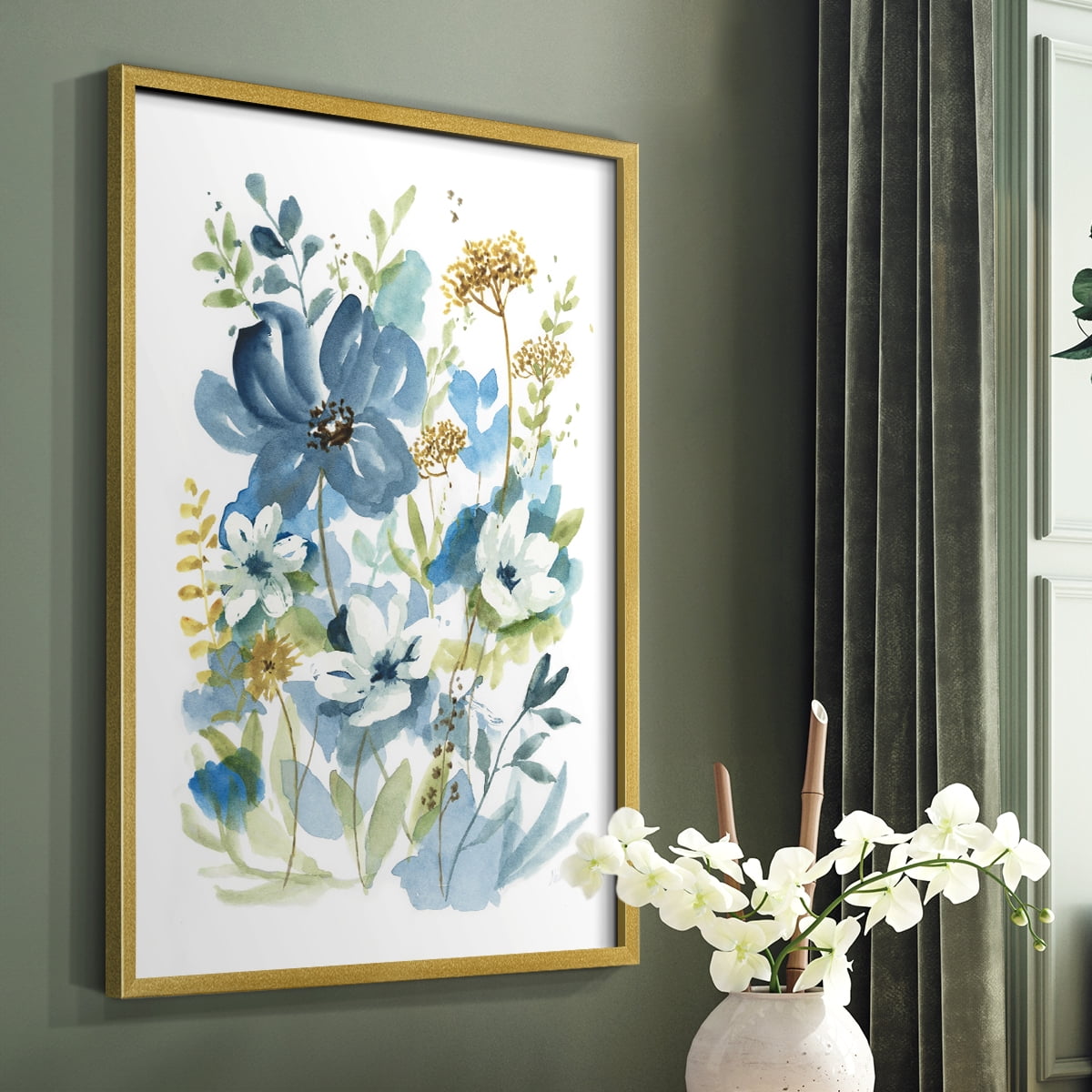 Wild Medley I Framed Print in Gold Solid Wood 11 x 14 Framed Print