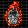 thumbnail image 4 of Handmadetneonsign Fire Skull Led Neon Sign, Skull Neon Sign, Wall Decor, Skull Art Sign, Home Decor, 4 of 5