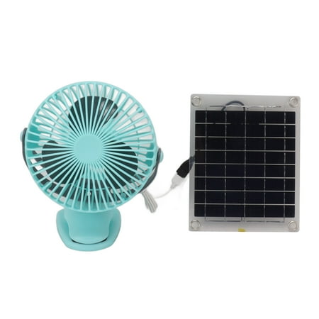 

10W Monocrystalline Silicon Solar Ventilator Brushless Double Sided Rotation Solar Panel Powered Portable Cooling Fan for RV Travel Pet Cyan