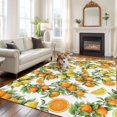 thumbnail image 3 of Orange Lemons Area Rug 5x8 Washable Rug Non Slip Summer Botanical Farmhouse Vintage Art Large Area Rug Soft Stainresistant Indoor Floor Carpet for Living Room Bedroom Home Office Dining Room Nursery, 3 of 8