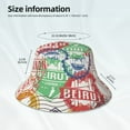 thumbnail image 6 of Gaeub Travel Stamp Printed Double Sided Reflective Bucket Hat Foldable Sun Hat for Camping Hiking Fishing, 6 of 9