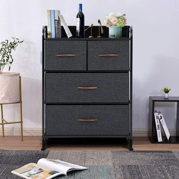 Get new bedroom furniture today by financing dressers, wardrobes, and bureaus and buy now, pay later! erommy dresser for bedroom with 4 drawers fabric dresser tower for closets bedroom hallway sturdy steel frame wooden top grey