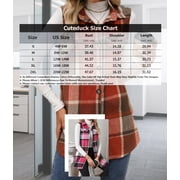 Cuteduck Womens Sleeveless Plaid Vest Wool Blazer Jackets Cardigan Outerwear Fall Winter Tops