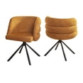 thumbnail image 2 of Hommoo 270° Swivel Accent Chair 2-Piece Chairs Set, Modern Chenille Upholstered Armchair with Metal Base, for Home & Office, Orange, 2 of 6