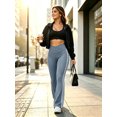 thumbnail image 5 of DENTOYOU Women's Flared Yoga Leggings High Waist Flared Pants Butt Lifting Daily Fitness Sports Leggings Light Blue/White L, 5 of 6