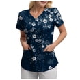 thumbnail image 6 of COMVALUE Scrub Tops Women Short Sleeve Plus Size V Neck Fun Printed Scrubs Top Medical Nursing Uniforms with Pockets (Navy, XXL), 6 of 7