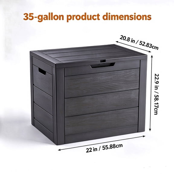 35 Gallon Outdoor Storage Box Waterproof Deck Box with Handles And Wheels, Large Patio Furniture Storage Cabinet for Pool Additions, Tool Chests - Easy Assembly