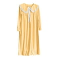 thumbnail image 3 of DuoJiaJ Long Satin Nightgowns With Long Sleeves For Women With Bow Lace Trim Wrist Neck Vintage Style For Knee Rest Home Sleepwea Plus Size Satin Pajamas Women Yellow, 3 of 3