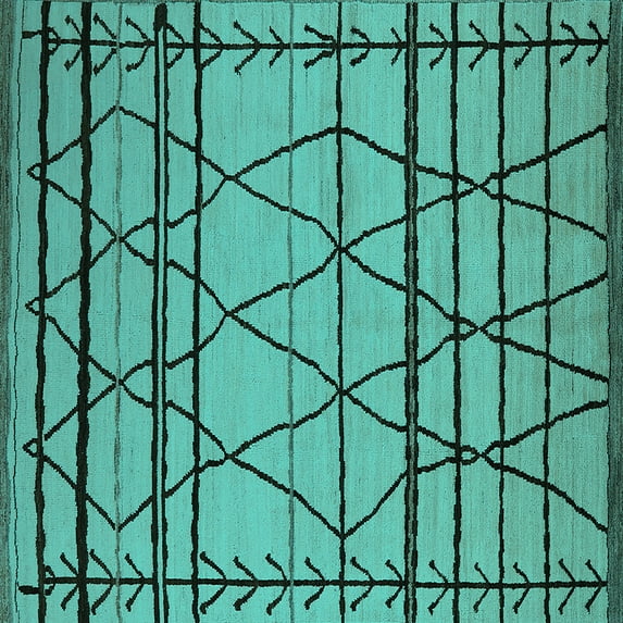 Ahgly Company Indoor Square Solid Turquoise Blue Modern Area Rugs, 3' Square