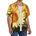 thumbnail image 2 of Hirioo Golden Sunflower In Field for Men's Cuban Collar Short Sleeve Shirt Button Down Shirt Beach Summer Shirts Wedding Vacation Shirts-XX-Large, 2 of 5