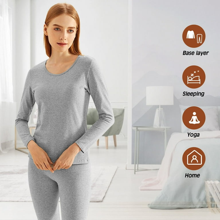 Thermal Underwear for Women, Fleece Lined, Soft Long Underwear Set, Warm Base  Layer Pajama for Cold Weather 
