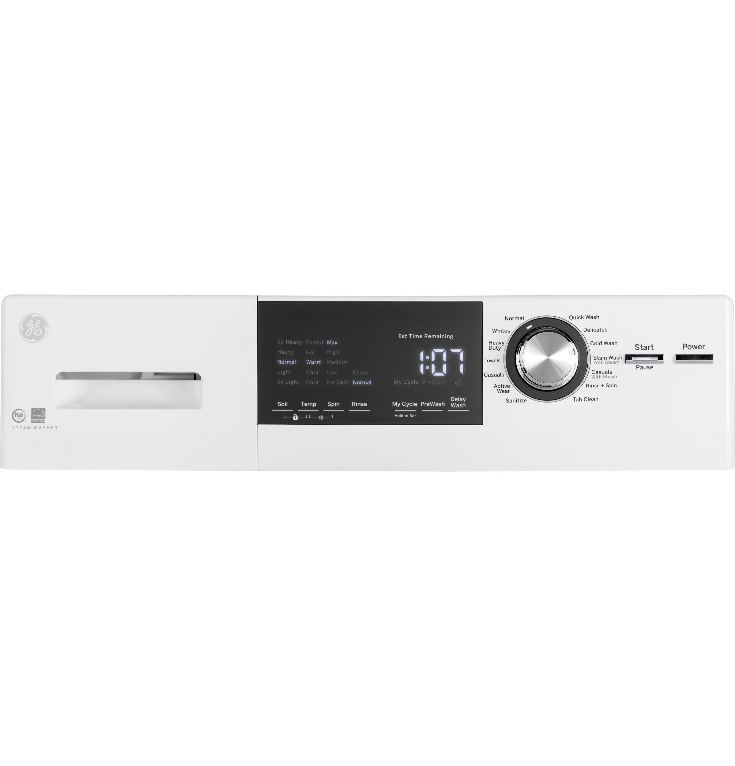 GENERAL ELECTRIC GFW148SSMWW 24 Frontload Washer with Steam 2.4 cu. ft. Capacity Plugs into Dryer or Wall Energy Star Electronic Touch Controls in White - image 2 of 5