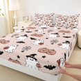 thumbnail image 4 of Manfei Cartoon Ghost Bed Sheets,Cute Turkey Print Halloween Full Size Sheets,4-Piece,1 Flat Sheet,1 Fitted Sheet and 2 Pillowcases, 4 of 6