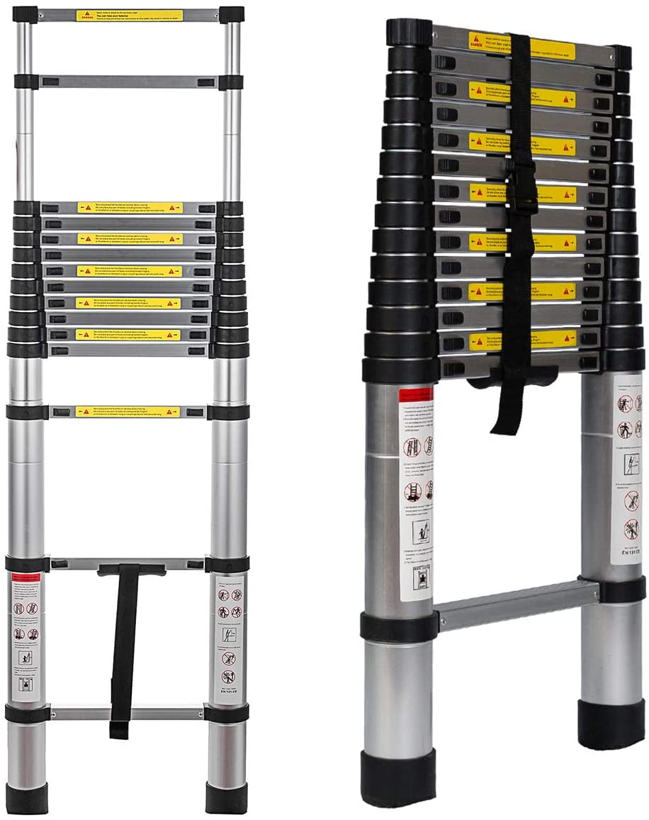 Telescopic Ladders 2.6M Aluminum Telescopic Extendable Tall Multi