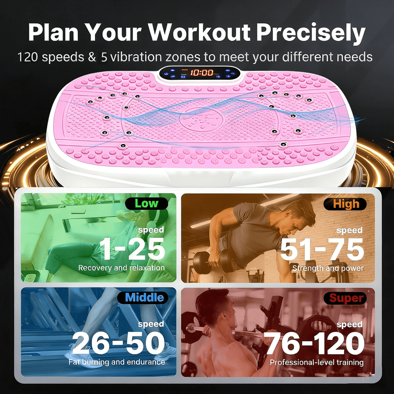 ENZVOIA Vibration Plate Exercise Machine, 120 Speeds, 5 Preset Modes, for Weight Loss, 300 lb Capacity, Portable