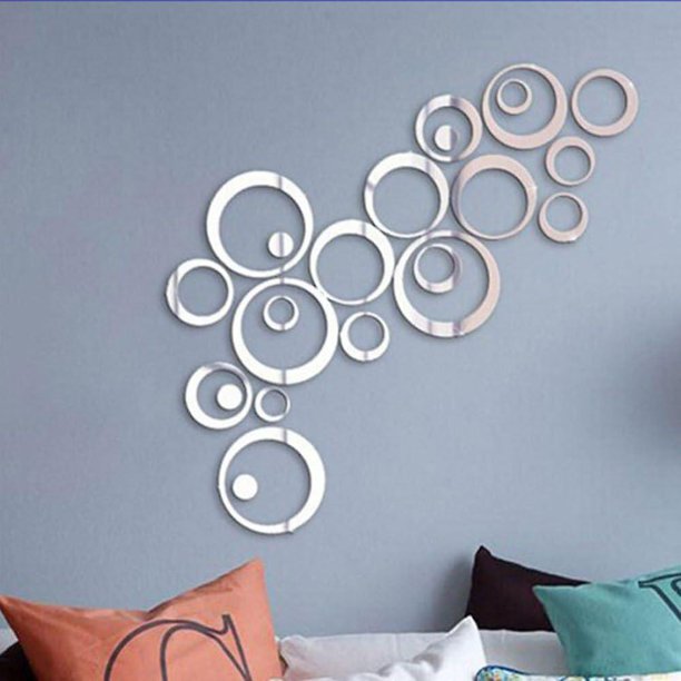 Pegatinas de pared acrílicas LIUYMXG 3D círculos estéreo plateado