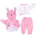 thumbnail image 2 of AmaMary 22-23 inch Pink Bunny 3-Piece Cotton Doll Outfit Set with Pants, Top & Jacket, Dress-Up Party, Birthday Celebration, Christmas Present, Fun for Kids, 2 of 5