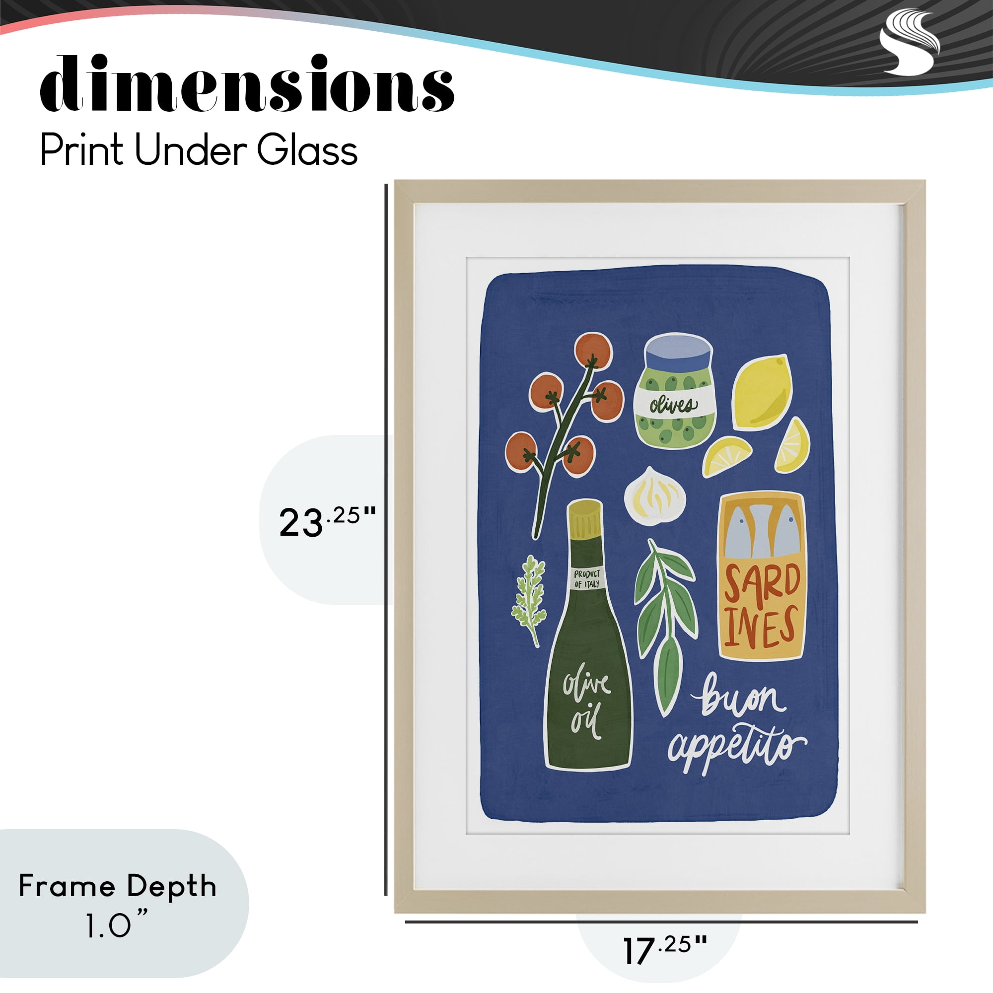 Stupell Industries Italian Kitchen Necessities Birch Framed Print Under Glass, design by Amanda Houston