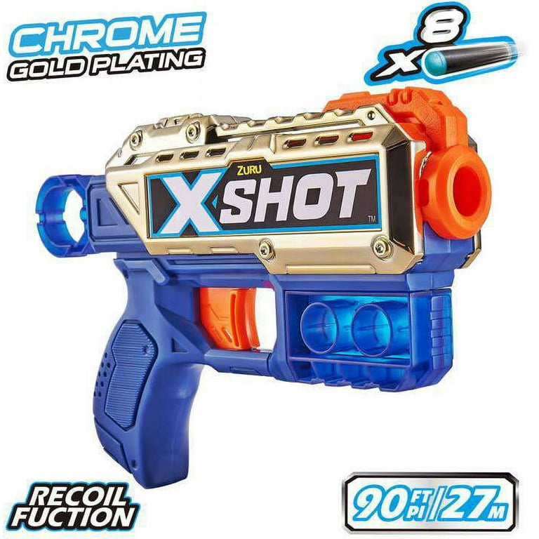 X-Shot Kickback Blaster Chrome Gold Royale Edition, Award-Winning