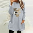 thumbnail image 2 of Womens Warm Pullover Tops Winter Sherpa Lined Fleece Sweatshirts Tunic Thermal Loungewear Fashion Leopard Heart Fleece Sweatshirt Oversized Crewneck Long Sleeve Hooded Sweaters with Pockets, 2 of 3