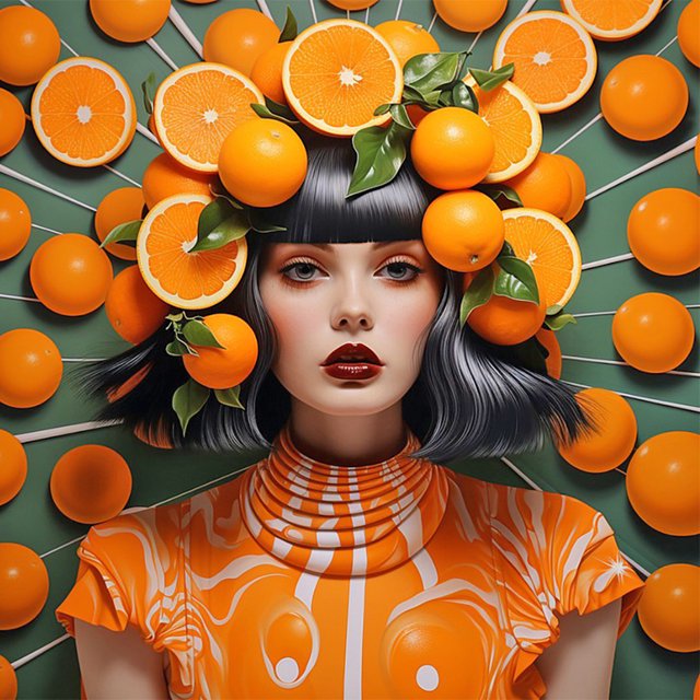 5D DIY Kit Niña Naranja Del 40x40cm