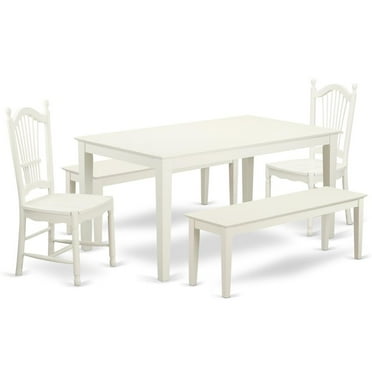 East West Furniture Dining Room Set Linen White, CADO5C-LWH-W