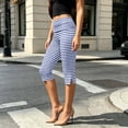 thumbnail image 4 of LIaqionyy Women Capri Pants Low Rise Lightweight Cropped Leggings Knee Length Striped Yoga Pant Workout Bottom, 4 of 7