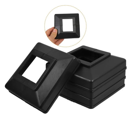 Topbathy 4Pcs Black Square Plastic Post Base Cover Enhance Fence Appearance for Homeowners and Gardeners