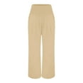 thumbnail image 3 of Casual Pants for Women 2025 Loose Fit Elastic High Waist Wide Leg Palazzo Pants with Pockets Summer Beach Trousers, 3 of 8