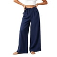 thumbnail image 2 of ZZwxWA Wide Leg Pants for Womens Bow Tie Waist Pleated Front Loose Fit Soft Vintage Dressy Casual Trousers with Pockets, 2 of 5