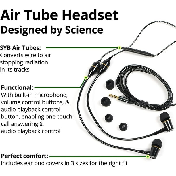 Air Tube in-ear headphones - MIC Volume Control - 99% protection - silver