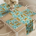thumbnail image 2 of Ambesonne Tropical Table Runner & Placemats, Tiger Jungle Forest Exotic, Placemat 4 pcs + Runner 14"x72", Pale Turquoise Marigold, 2 of 2