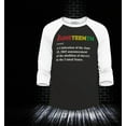thumbnail image 2 of Shop4Ever Men's Juneteenth Definition June 19th 1865 Raglan Baseball Shirt Medium Black/White, 2 of 4