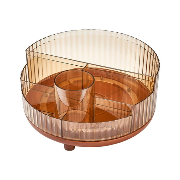 Rotatable Cosmetic Makeup Rack Organizer, Container Storage Case for Table Dresser Vanity Seasoning Organizer Kitchen Cabinet Organizer Champagne