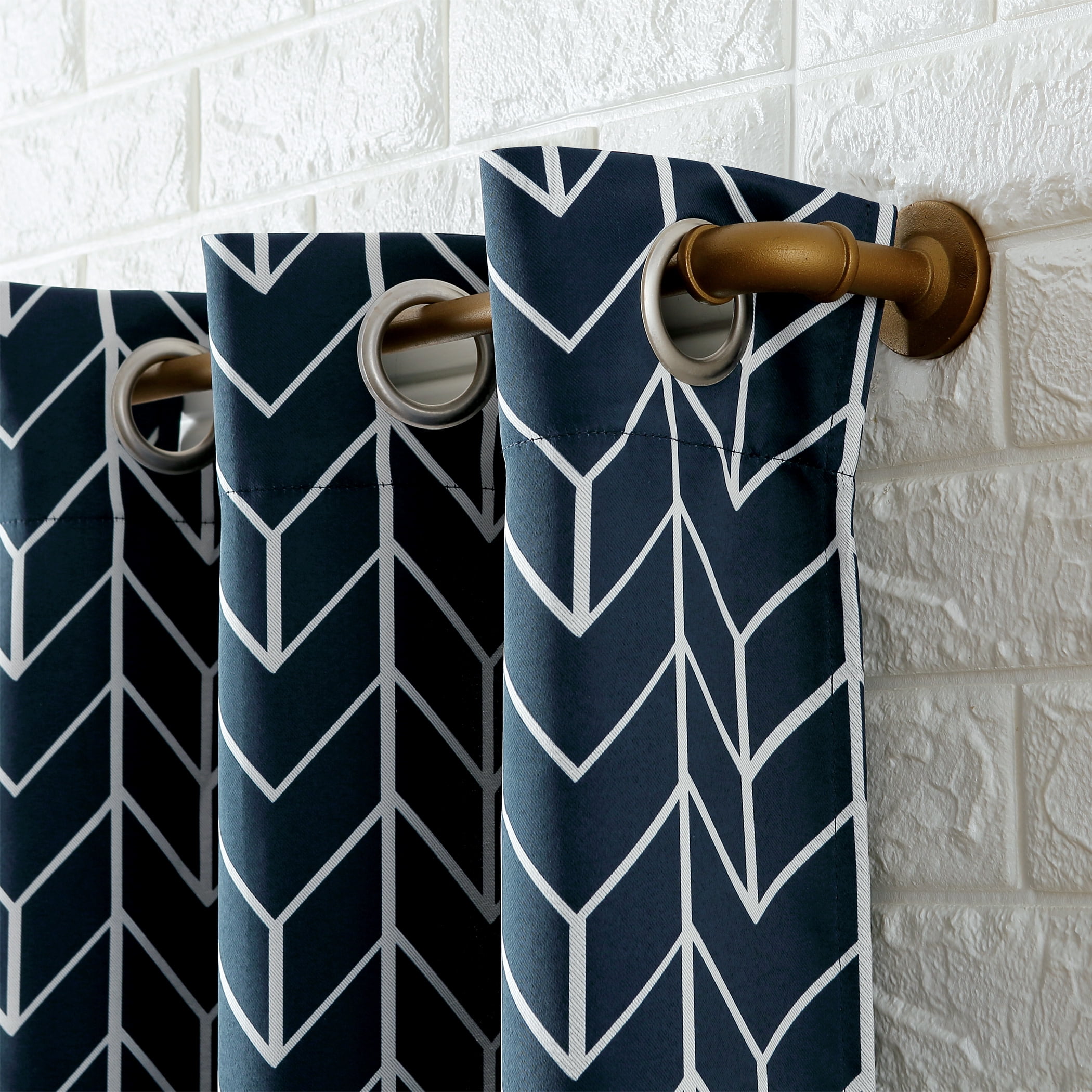Sun Zero Kenwood Chevron Blackout Grommet Curtain Panel, 40"X95", Navy