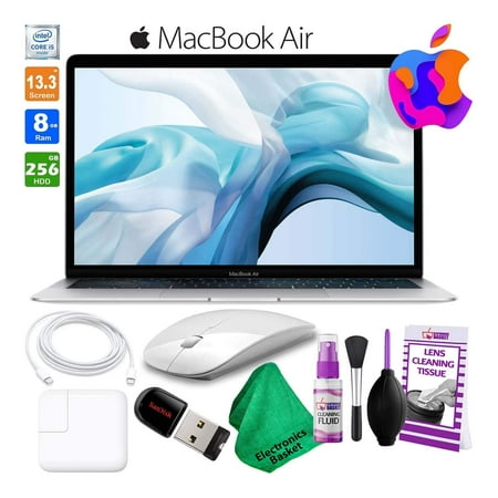 Apple MacBook Air 13 Inch 256GB (2018, Silver) (MREC2LLA) with Mouse + More (New-Open Box)