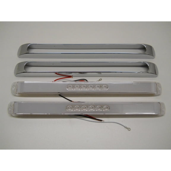 (2) " GLO BAR " Clear Red 28 LED 17" Trailer Stop Turn Brake Tail Lights /Chrome