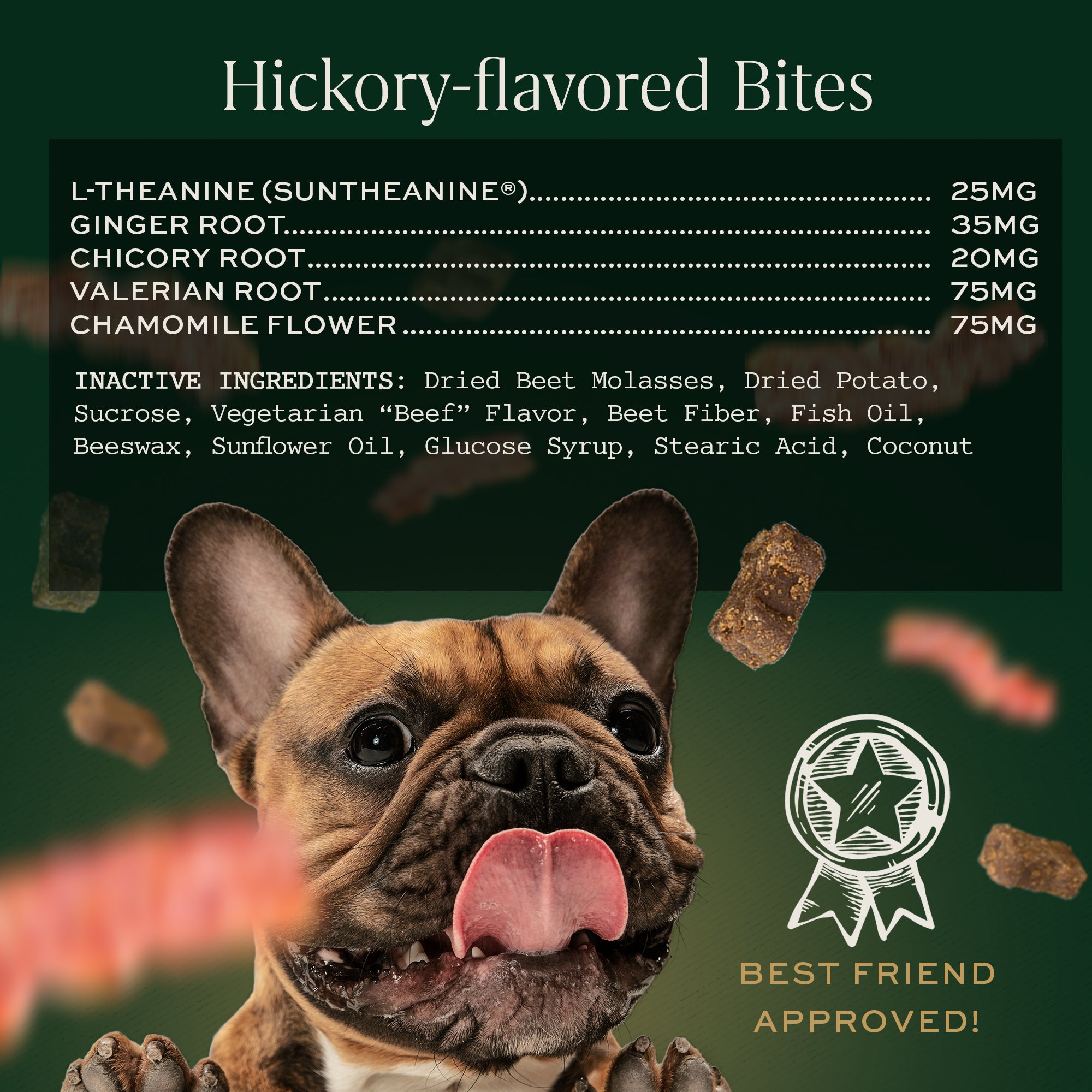 Breedwise Pet Provisions Calming Bites for Dogs, 60 Count with Carrying Tin, Anxiety and Stress Reducing Hickory Bacon Flavored Dog Treats