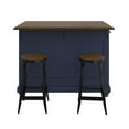 Kelsey Kitchen Island with 2 Stools and Drawers, Blue