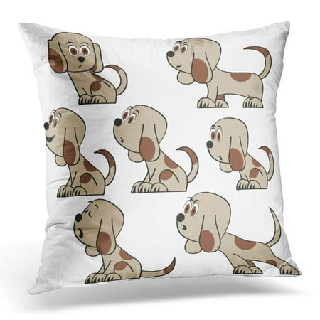 USART Adorable Cute Funny Cartoon Dogs Puppy Pet Characters Doggy Best Human Friends Animals Beagle Pillow Cover 16x16 Inches Throw Pillow Case Cushion