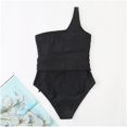 thumbnail image 5 of WREESH Women With Chest Pad Without Underwire One-Shoulder Lace-Up Swimsuit, 5 of 5
