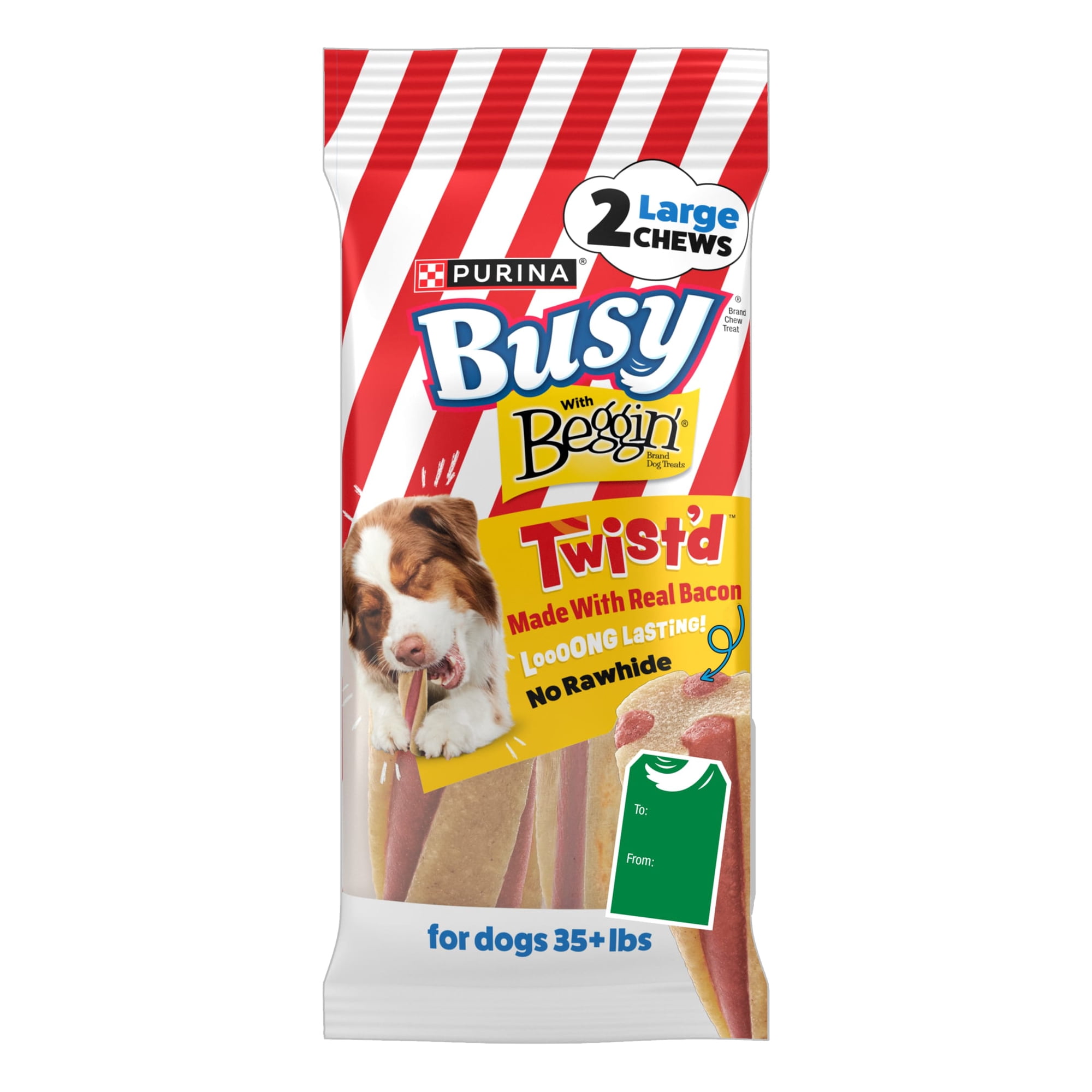 Purina Busy Twist’d With Beggin’ Large Dog Chew Treats, 7 oz, 6 Pack