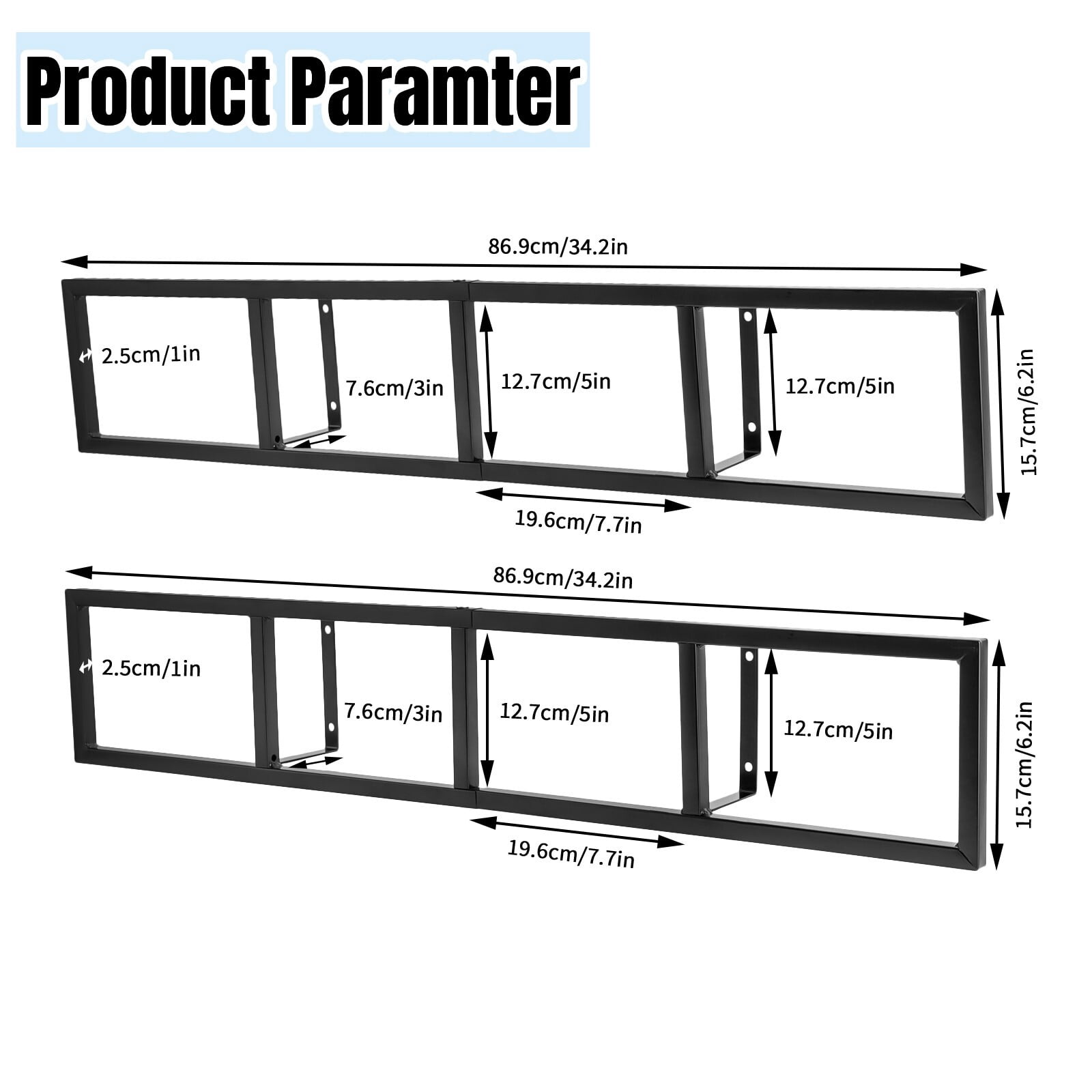2x Floating Shelf Wall-Mounted CD DVD Rack Media Storage Rack Organizer Shelves Black 34.2*6.2