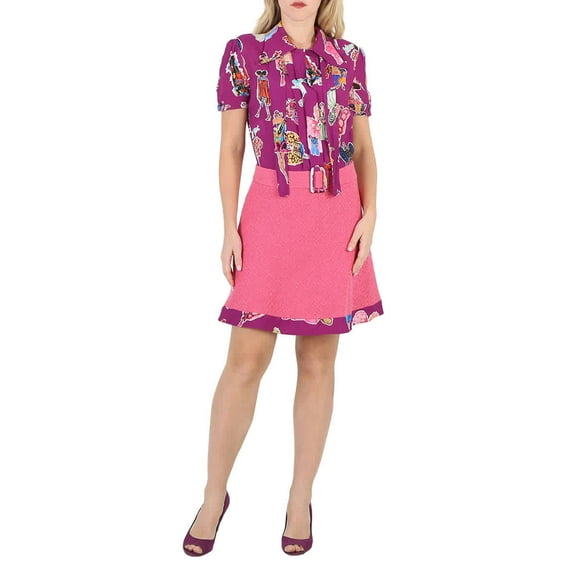 Moschino Ladies Sketches Georgette And Boucle Dress, Brand Size 40 (US Size 6)