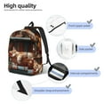 thumbnail image 3 of Disketp Cat Asleep Among Flowers print Canvas Backpack Lightweight Travel Daypack Student Rucksack Laptop Backpack-Medium, 3 of 5