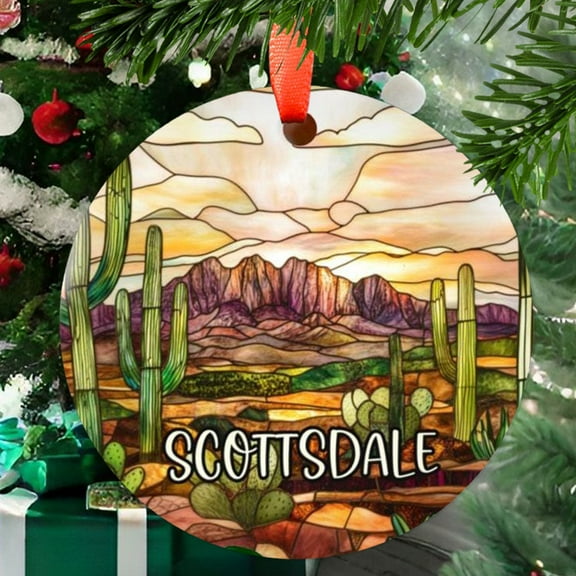 Scottsdale Arizona Christmas Ornament, Ceramic/Acrylic - Scottsdale Arizona Travel Souvenir, Tree Hanging Ornament, Vacation Keepsake 2025, Wanderlust Gift, 2025 Collector’s Piece