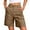 Khaki, variant on Women's Cargo Shorts Knee Length 6 Pockets Elastic Waist Casual Button Zipper Pocket Cargo Bermuda Shorts Brown L