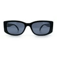 thumbnail image 5 of Womens Narrow Rectangle Mod Luxury Fashion Plastic Sunglasses All Black, 5 of 8