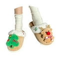 thumbnail image 7 of Christmas Slippers for Men Cute Christmas Themed Home Slippers Soft Comfy Indoor Outdoor Warm Winter Shoes Women's Men's Fashion Footwear #09 Khaki & Size 7.5, 7 of 7