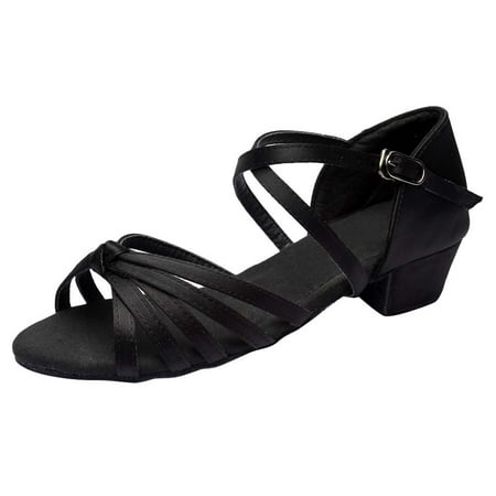 

Penkiiy Ballroom Latin Salsa Dance Shoes Women Low Heel Practice Dancing Sandals for Social Dance 35 Black